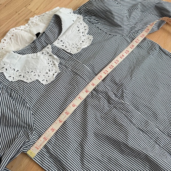J. Crew Lace Collar Poplin Top Stripe Size XS BS126 Cottagecore Neutral Spring - Picture 12 of 13